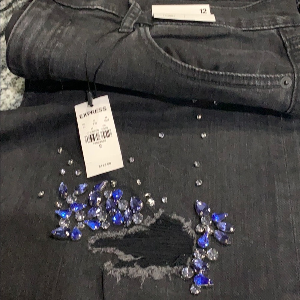 Express Bling ripped Skinny High Rise 12